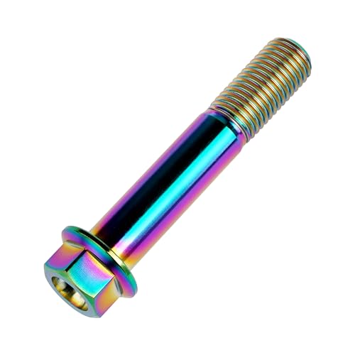 Image of Titanium Bolt M12 30 35 40 45 50 55 60 65 70 75 80 85 90mm Hex Small Flange Head for Motorcycle Car Modification Pack of 4 (M12x65mm Pitch 1.25, Multicolored)