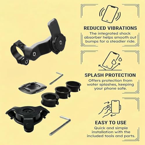 Image of 8-Piece Anti Vibration Mobile Holder for Bikes, Black