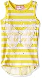 Dream Star Girls' Sleeveless Yarn Dye Stripe Tank with Lace Applique and Stones and Chiffon Split Hang in Back