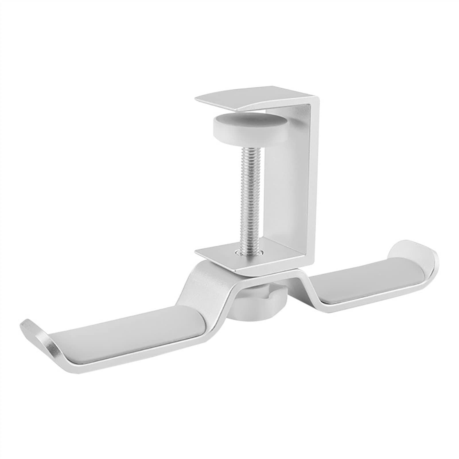 Shangguanyun456 Silver Headphone Stand Pc Gaming Headphone Stand, Under Desk Dual Headset Hanger Hook Holder With Adjustable And Rotating Arm Clamp, Built In Cable Clip Organizer(Silver)
