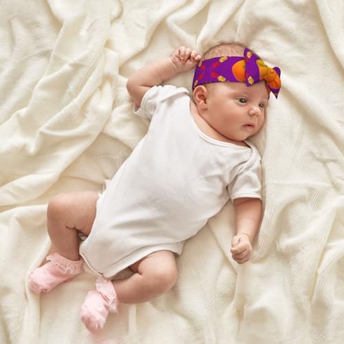 Smiley Orange Baby Bow Headband. Comfortable baby headband, suitable for daily wear and photo props.4