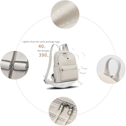 YUESITE Damen Rucksack Wasserdichte Nylon Casual Schultasche Daypack Leichtgewicht Reiserucksack Minirucksack Elegant,leichte Rucksackhandtasche zum Alltag Reise Schule Freizeit Einkaufen Orange
