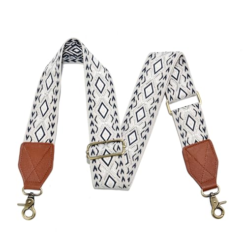 Image of LEMEDE Purse Strap,2 inch Leather End Shoulder Strap Adjustable Replacement,Retro Jacquard Multi-pattern Crossbody Bag Straps