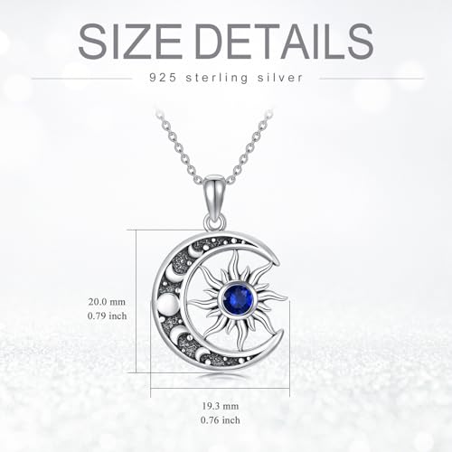 Sun and Moon Necklace 925 Sterling Silver Sun Moon Pendant Gemstone Jewelry Gifts for Women4