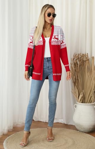 Jouica Women's Cute Cardigan Ugly Christmas Sweaters for Women 2024 Long Sleeve Funny Christmas Sweater4