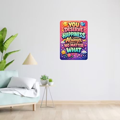 Image of Zesta Bathroom Decor Items Washroom Decor Tin Sign | Aesthetic Posters Wall Poster for Bedroom | Magnetic Cafe Decoration Items / Restaurant Decorations Items | Quirky Home Decor Bar Accent (You Deserve Happiness)