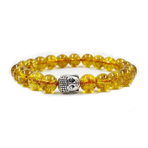 Buddha Natural Crystal Healing Gemstone Chakra Bracelet Charm Jewelry for Men & Women, Bead Size 8 mm,(PAck of 1)
