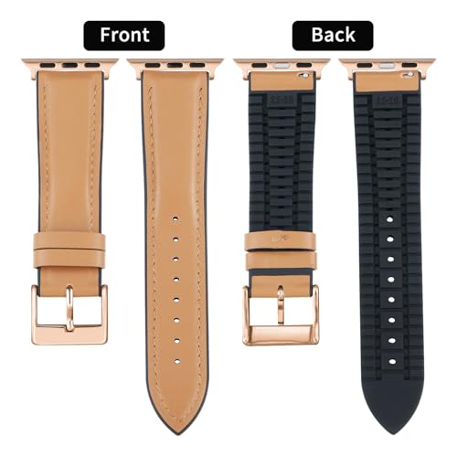 Image of BINLUN Leather Silicone Bands Compatible with Apple Watch 38mm 40mm 41mm 42mm 44mm 45mm 46mm 49mm Sweatproof Replacement Strap for iWatch 11 /10 /9 /8 /7 /6 /5 /4 /3 /2 /1 /Ultra /SE Men Women