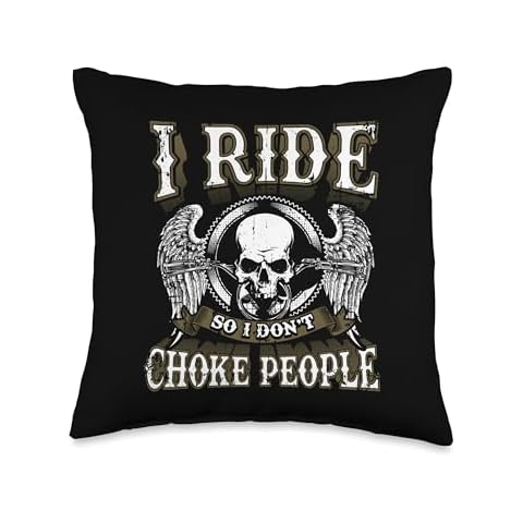 Ride Choke People Biker Wings Skull Motorcycle Papa Dad Men Throw Pillow Cover