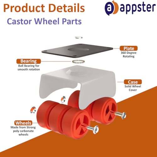 Image of 4pcs Revolving Caster Wheel 360KG Load Capacity | Roller Sixer Castor Wheels Size: 30mm | 360 Degrees Rotating Heavy Duty for Trolley, Furniture, Table, Sofa, Bed Etc - Pack of 4pcs
