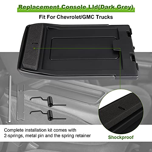 Scitoo Auto Dark Grey Center Console Lid Kit Replacement Fit For 2001-2007 For Gmc Sierra For Chevrolet Silverado #TOP2