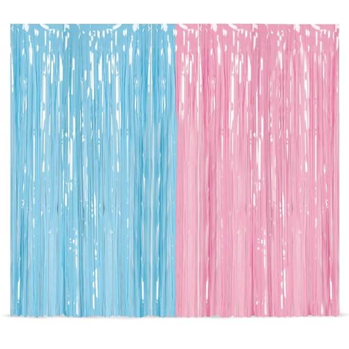 Party Propz Baby Shower Pink And Blue Foil Curtain 2 Pcs Set