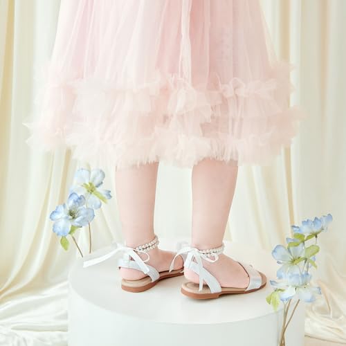 Image of Otter MOMO Girls Open Toe Princess Flat Sandals with Comfort Sole Summer Sandals