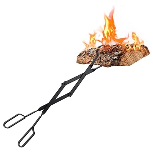 Log Grabber Fireplace Tongs Wood Fired Oven Tool Grill Camping Fire Pit Tool