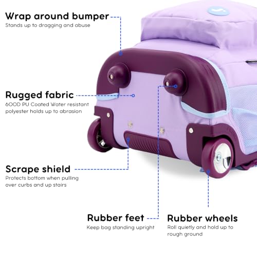 Image of J World Sundance Laptop Rolling Backpack for Girls Boys. Roller Bookbag with Wheels, 20 Inch, Purple