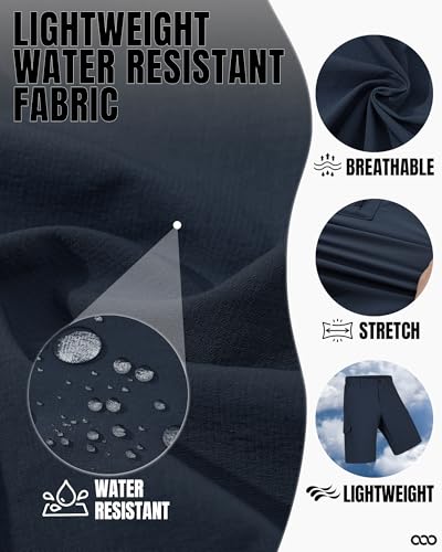 33,000ft Men's Golf Shorts 10" Inseam with Zipper Pocket Lightweight Quick Dry Stretch Hiking Cargo Shorts for Travel Fishing2