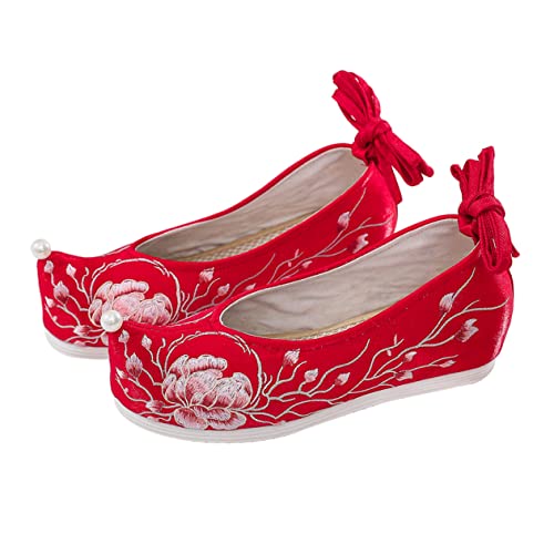 Levemolo 1 Par Zapatos de Tela Bordados con Puntera levantada Zapatillas Mujer Zapatillas de Mujer Sandalias baretrap para Mujer Calzado Bordado Zapatos de Vestir de tacón bajo para Mujer