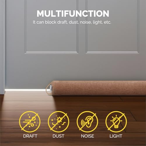 Image of fowong Under Door Draft Stopper 36 Inch Noise Stopper Soundproofing Draft Guard for Bottom of Door, Brown
