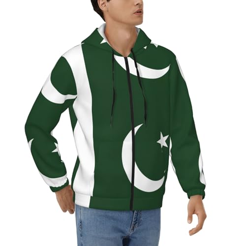 Sweat à capuche Pakistan à manches longues imprimé drapeau national coupe droite homme