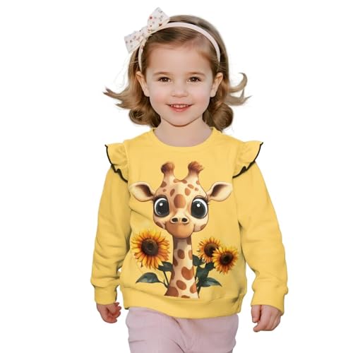 Xpyiqun Novelty Sweatshirts for Girls Crewneck Pullover Graphic T-Shirts Size 1-8 Kids Long Sleeve Top