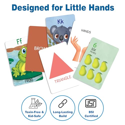 Image of Flash Cards for Kids | 100 Cards | Alphabet, Numbers, Colours & Shapes, My Body | Early Learning Preschool Activity Kit for 4+ Years | Brain Boosting Home Education | The Book Tree
