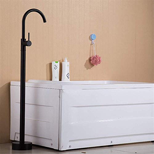 Robinet de baignoire autoportant noir mitigeur sol avec douchette main - 4