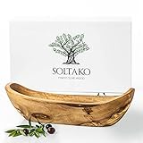 SOLTAKO Corbeille à Pain Rustique - Long Panier à Baguette en Bois D'Olivier - Plat de Service pour Baguette, Croissant, Fruit – Corbeille à Fruits - Panier Présenté Dans Un Coffret Elégant