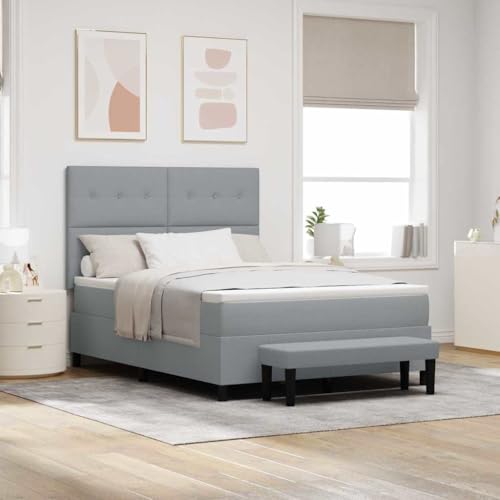 Genérico Cama Tipo Box Spring con colchón Gris Claro 160 x 200 cm Tela, Camas y somieres Gris Claro,3344079