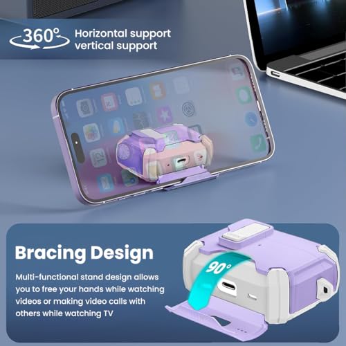 Image of ZORBES Compatible with AirPods Pro 3 Case, Purple TPU Cover with Carabiner | Wireless Charging Support, Secure Lock, Scratch-Resistant TPU, Easy Attachment for Daily Carry