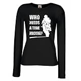 Weibliche Langen Ärmeln T-Shirt Motorradkleidung (Small Schwarz Mehrfarben)