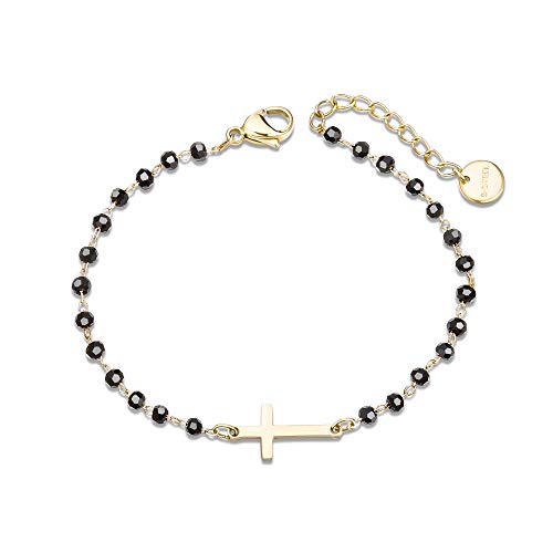 Bracelets pour Homme et Femme en Acier Inoxydable, avec Pendentif Croix, Bracelets Couple Amoureux