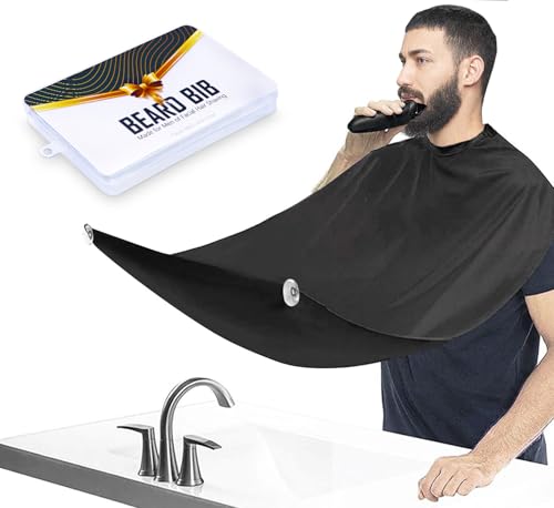 Fun Gift Beard Bib Beard Apron Beard Catcher for Men Shaving and Trimming Non-Stick Beard Cape Grooming Cloth with 3 Suction Cups Valentines Day Gifts for Him Menblack Christmas