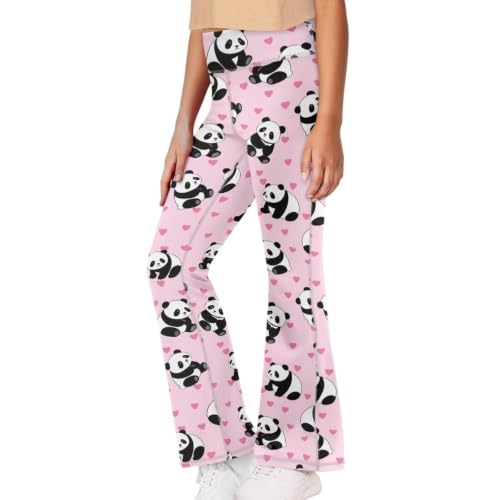 Image of Girls Leggings Floral Print High-Waisted Flared Pants 5-14 Years
