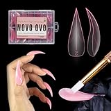 NOVO OVO Halloween Curved Stiletto 3D PINK Nail Dual Forms for Poly Gel Extension of Eagle Claw, XL XXL Hawk Curve Sculptural Acrylic Nails, Reusable Molds Nail Art Design 280 Pcs 14 sizes