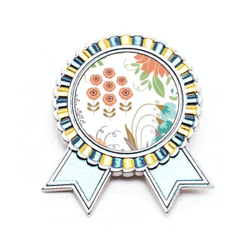 Broche fleur orange et verte métallique de taille M aux finitions soignées pour tenue chic