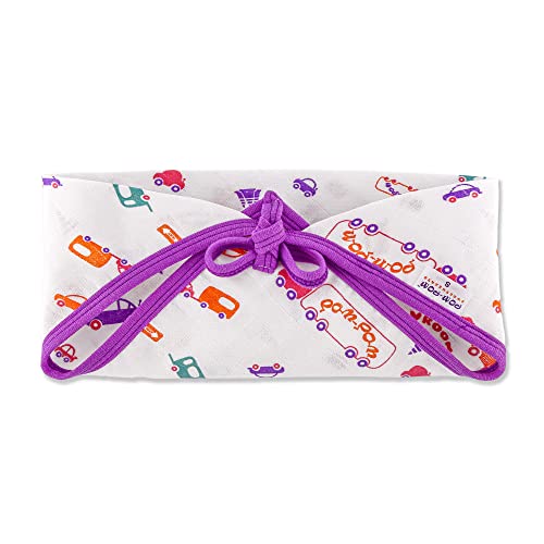 Image of Pom Pom Sweethearts Washable Reusable Printed Triangle Cotton Muslin Nappy, Langot For New Born Baby - Pack of 10 (Traffic Print 3-6 Months)