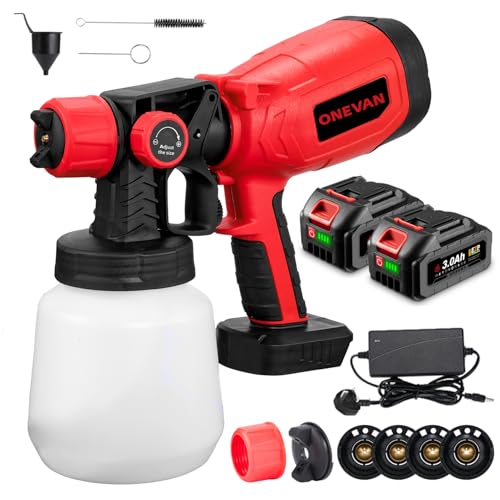 Cordless Paint Sprayer Battery Spray Gun Paint - 900ML Paint Sprayers with 3 Spray Modes and 4 Nozzles, Spray Paint Gun for Wall Painting.