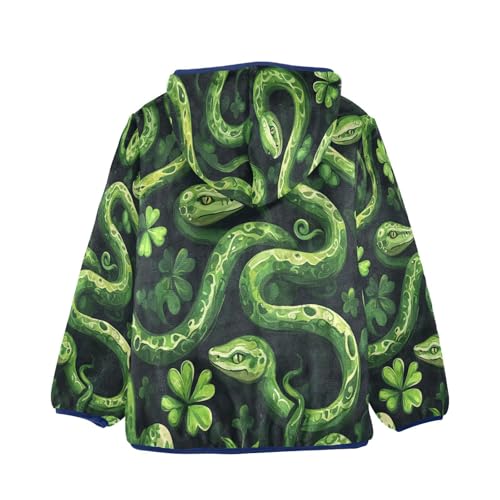 Green Snakes Pattern Toddler Fleece Jacket Girl Boys Hooded Fleece Jacket Coat Warm Outwear Zip-up 3-10T2