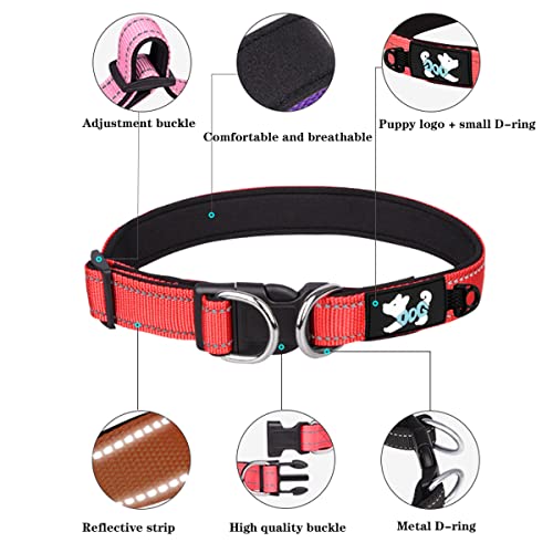 Haoyueer Padded Dog Collar Reflective Dog Collars for Small Medium Large Dogs Comfortable Soft Neoprene Adjustable Basic Dog Collars (L - Image 3