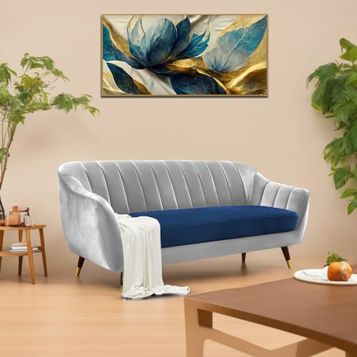 Image of Casaliving Anyse 3 Seater Sofa Set for Living Room (Blue Grey Fabric) Premium Fabric Sofa