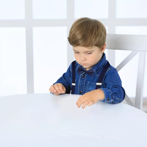 CXNXFD Kinder Hosenträger Fliege Set, Kinder-Hosenträger mit Elastischer Y-Form Verstellbar mit Clips (Blau)