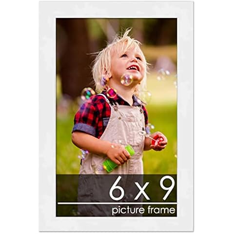 Poster Palooza 6x9 Frame White Solid Pine Wood Picture Frame | UV Acrylic, Foam Board Backing & Hanging Hardware Cover