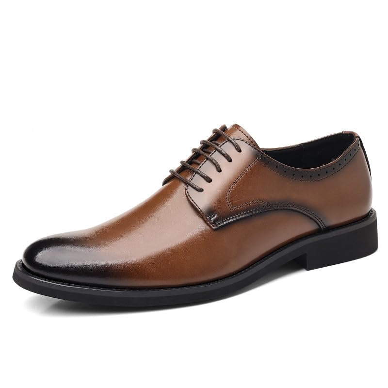 Pointed-Toe Oxford Shoes for Men Classic Formal Derby Lace-Up Business Casual Dress Tuxedo Shoes
