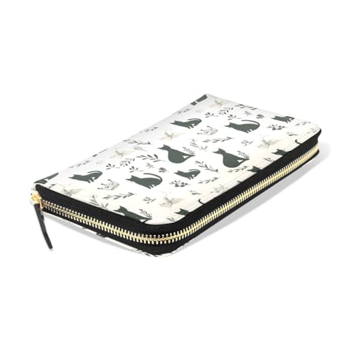 Long Wallets Leather Bifold Wallet for Women Black Kitten Cat with Zipper Credit Card Holder Large Capacity3