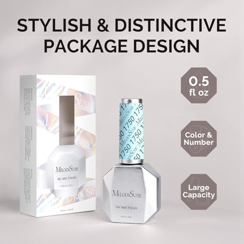 Image of MelodySusie Light Blue Gel Nail Polish,0.5fl oz Soak Off UV LED Bright Blue Gel Polish Gift for Women Nail Art Manicure Salon DIY Nail Design Decoration at Home-1750