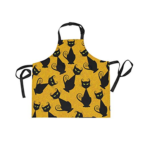 MASAI エプロン 猫柄 黒猫 おしゃれ かわいい 調整可能 動きやすい しわになりにくい 男女兼用