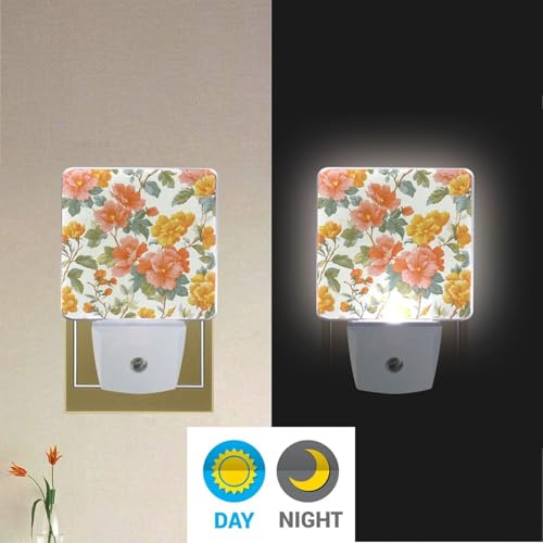 Lámpara de noche naranja con patrón floral vintage miniatura 4