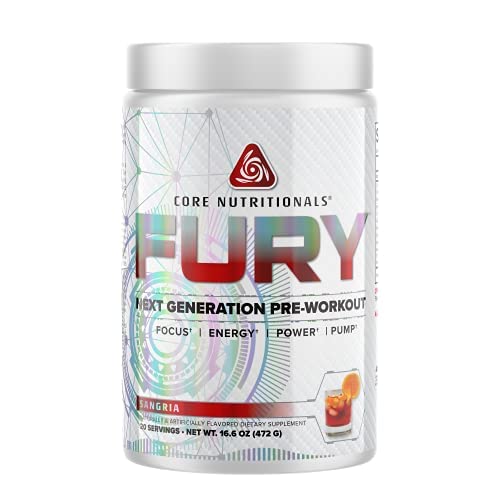 Core Nutritionals Fury Platinum Pre Workout Intensifier with 375mg Caffeine, 5G Creatine Monohydrate