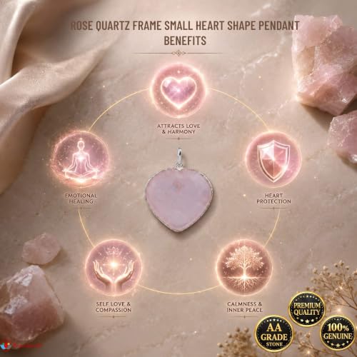 Image of REMEDYWALA Charged Energized Frame Heart Shape Pendant with Metal Chain | Frame Heart Shape Crystal Stone Pendant for Women and Men