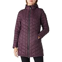 Outdoor Ventures Womens Winter Thermolite Long Puffer Coat, Ladies Lightweight Quilted Parka Windproof Waterproof Warm Insulated Jacket with Hood Purple S/UK 10